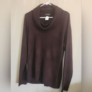 S17  Effect brown cowl neck sweater long sleeves
